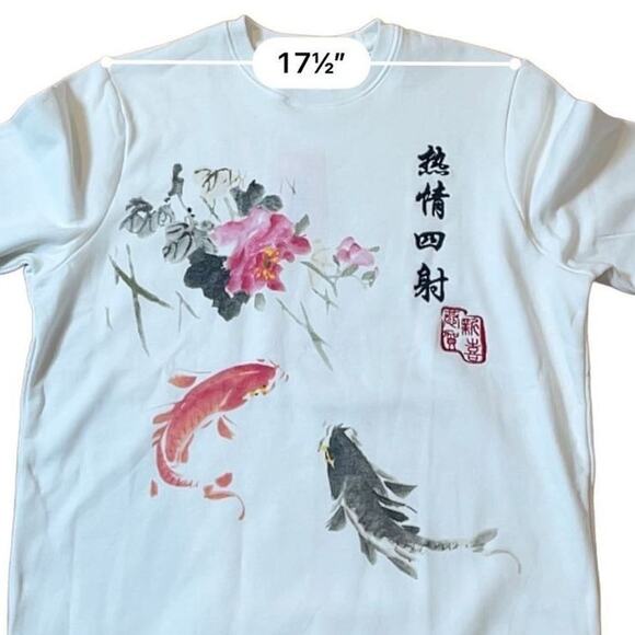 Blind Rooster Koi Fish Graphic Pullover Sweater Large NWT - Picture 6 of 10